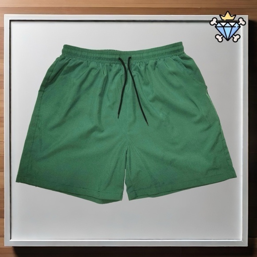 SHEIN MEN FOREST GREEN CASUAL ATHLETIC NYLON SHORTS SIZE LARGE SPORTY STREETWEAR